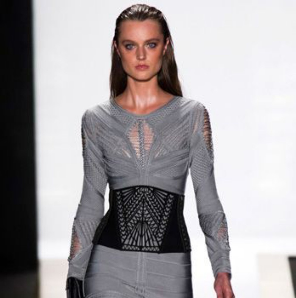 Sexy Herve Leger Pink Nude Mermaid Dress